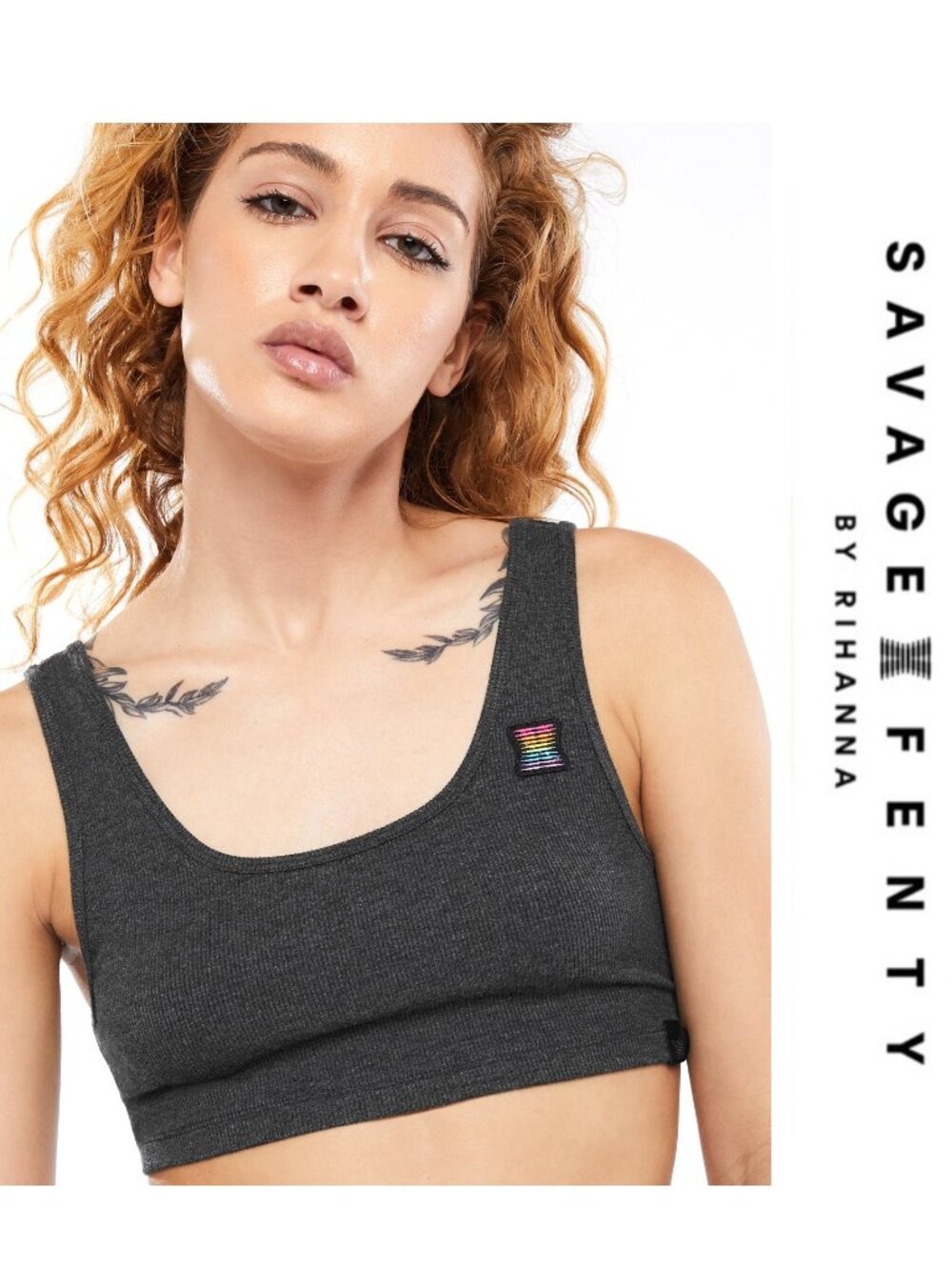 Savage X | "Night Gram Gray" Pride Rib Crop Top | Size Large